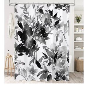 Floral Shower Curtain – Elegant Black & White